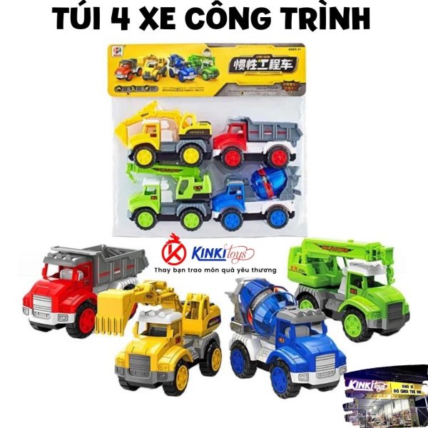 Bộ Đồ Chơi Xe Công Trình Túi 4 Chiếc - Ảnh 3
