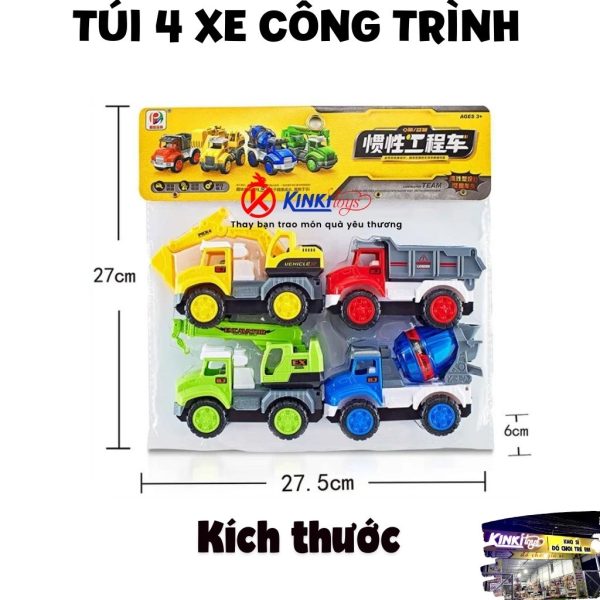 Bộ Đồ Chơi Xe Công Trình Túi 4 Chiếc - Ảnh 4